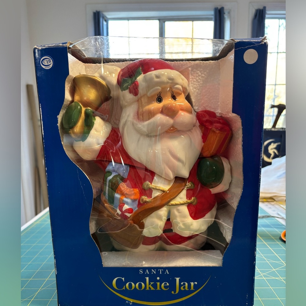 Santa cookie jar. Ceramic. About 11” tall and 8” wide. Excellent condition.